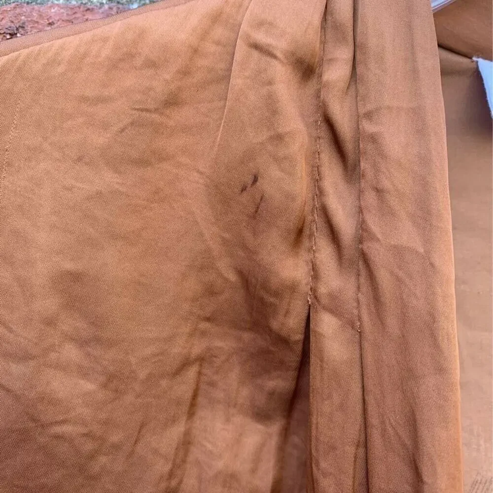 All In Favour Womens Faux Wrap Top Brown Long Sleeve V Neck M New - Picture 5 of 7